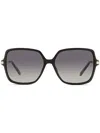 Omega Eyewear Sculpted-arm Square-frame Sunglasses In Black