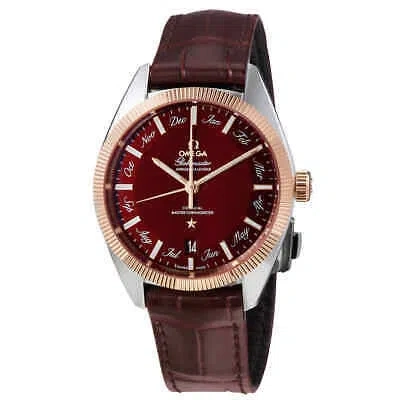 Pre-owned Omega Globemaster Annual Calendar Automatic Chronometer Burgundy Dial Men's
