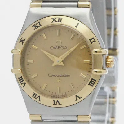 Pre-owned Omega Gold 18k Yellow Gold Stainless Steel Constellation Quartz Women's Wristwatch 22 Mm