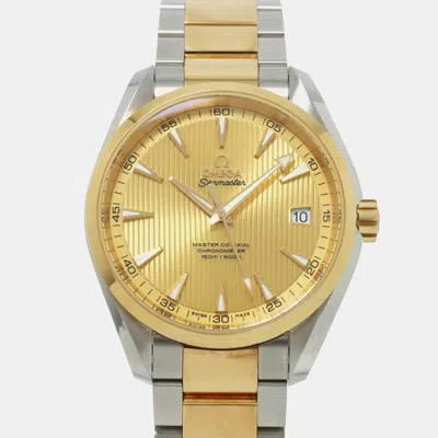 Pre-owned Omega Gold 18k Yellow Gold Stainless Steel Seamaster Aqua Terra 1 Automatic Men's Wristwatch 41 Mm