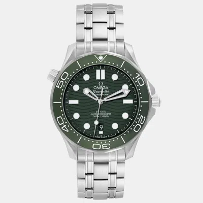 Pre-owned Omega Green Stainless Steel Seamaster 210.30.42.20.10.001 Automatic Men's Wristwatch 42 Mm