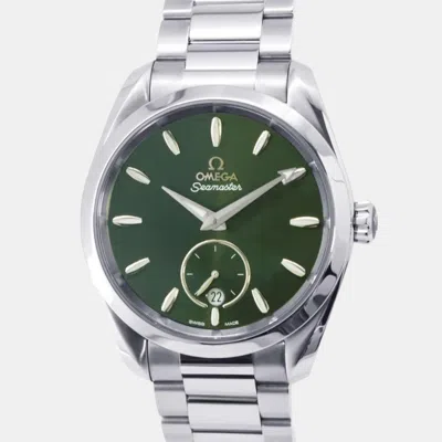 Pre-owned Omega Green Stainless Steel Seamaster Aqua Terra Automatic Men's Wristwatch 38 Mm