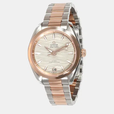 Pre-owned Omega Grey 18k Rose Gold Stainless Steel Seamaster Aqua Terra 220.20.34.20.06.001 Automatic Women's Wristw