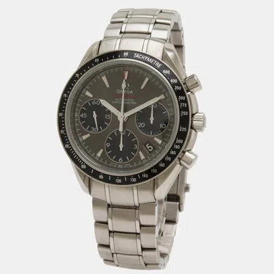 Pre-owned Omega Grey Stainless Steel Speedmaster Automatic Men's Wristwatch 40 Mm