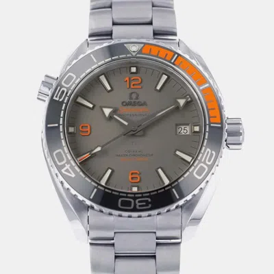 Pre-owned Omega Grey Titanium Seamaster Planet Ocean 215.90.44.21.99.001 Automatic Men's Wristwatch 43.5 Mm