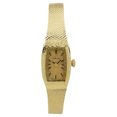 Pre-owned Omega Ladies  14k Yellow Gold Automatic Watch With Mesh Band And Gold Dial