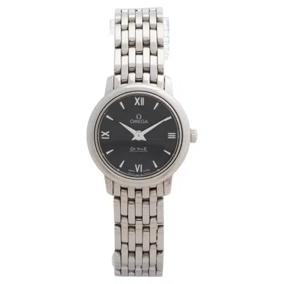 Pre-owned Omega Ladies  De Ville Quartz, 24mm Case, Stainless Steel, Black Dial, C2010.