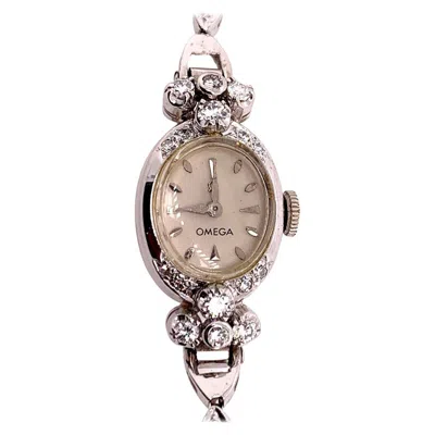 Pre-owned Omega Ladies White Gold  1.25 Carat Natural Diamond Manual Cocktail Vintage Watch