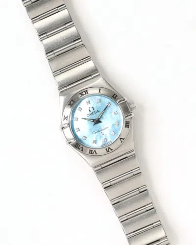 Omega Lady-constellation 22,5mm Ref 1562.85 Diamond 1995 Watch In Blue