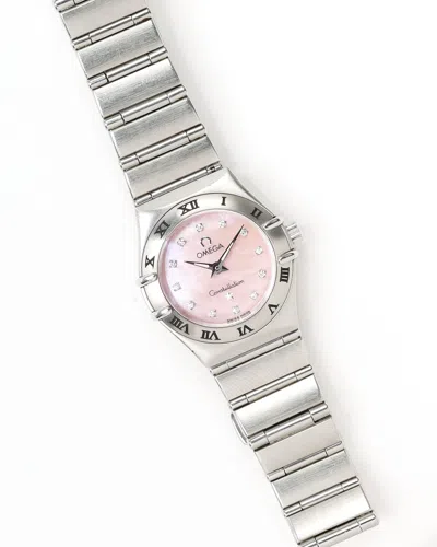 Omega Lady-constellation 22,5mm Ref 1566.66 Diamond Mother-of-pearl Watch In Metallic