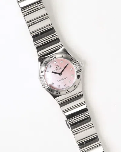 Omega Lady-constellation 22,5mm Ref 1566.66 Full Set Diamond Watch In Metallic