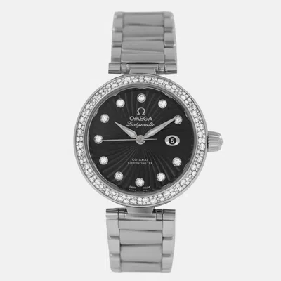 Pre-owned Omega Ladymatic 425.35.34.20.51.001 Co-axial Diamonds Ladies' Automatic 34 Mm In Black