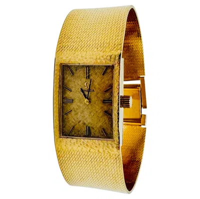 Pre-owned Omega Men's Vintage  14 Karat Yellow Gold Rectangular Wristwatch