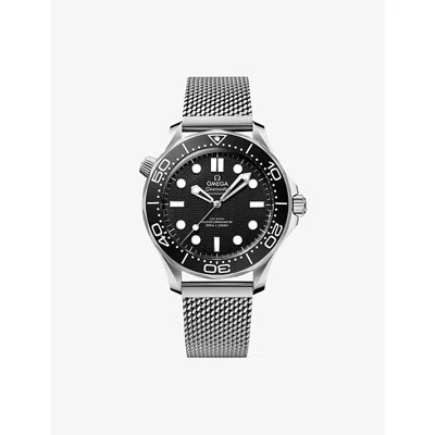 Omega Mens Seamaster Diver 300m Stainless-steel Automatic Watch 42mm Black In Silver