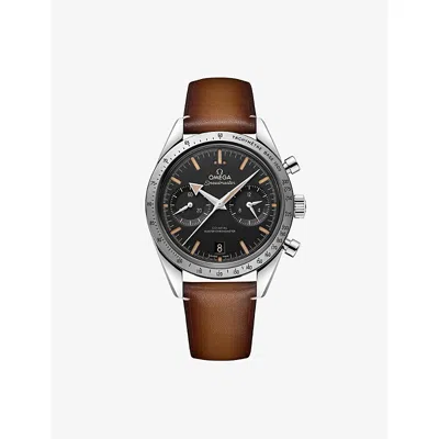 Omega Mens Speedmaster '57 Stainless-steel And Leather Manual Watch 40.5mm Black In Brown