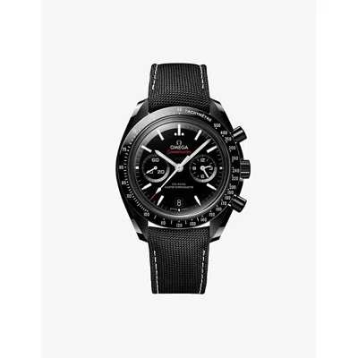 Omega Mens Black Speedmaster Dark Side Of The Moon Ceramic Fabric Strap Watch 44.25mm