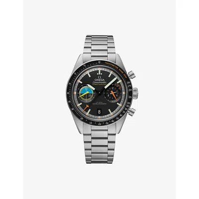 Omega Mens Speedmaster Pilot Stainless-steel Automatic Watch 40.85mm Black In Metallic