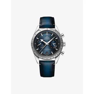 Omega Mens Speedmaster '57 Stainless-steel And Leather Manual Watch 40.5mm Blu In Blue