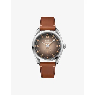 Omega Mens Seamaster Railmaster Stainless-steel And Leather Automatic Watch 38mm Brown
