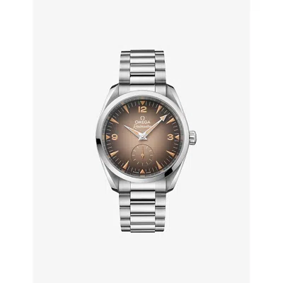Omega Mens Seamaster Railmaster Stainless-steel Automatic Watch 38mm Brown In Silver