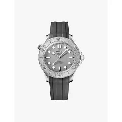 Omega Mens Seamaster Diver 300m Stainless-steel And Rubber Automatic Watch 42mm Grey In Black