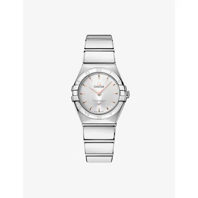 Omega Mens Constellation Stainless-steel Quartz Watch 25mm Silver In Metallic