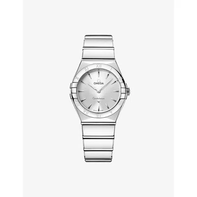 Omega Mens Constellation Stainless-steel Quartz Watch 28mm Silver In Metallic