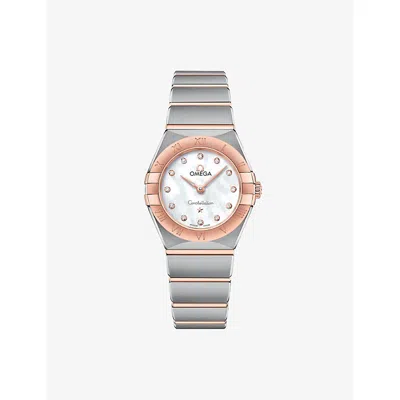 Omega Mens Constellation 18ct Sedna™ Gold And Stainless-steel Quartz Watch 25mm Whit In Multi