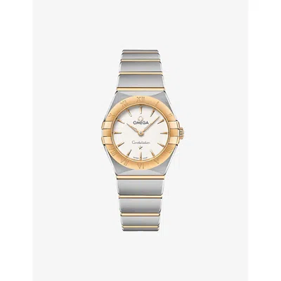 Omega Mens Constellation 18ct Yellow-gold And Stainless-steel Quartz Watch 25mm Whit In Metallic