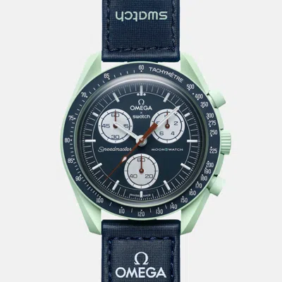 Pre-owned Omega Mission On Earth So33g100 42 Mm In Blue