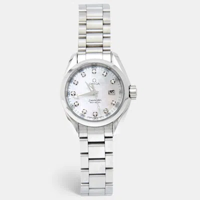 Pre-owned Omega Mother Of Pearl Diamond Stainless Steel Seamaster Aqua Terra 231.10.30.60.55.001 Women's Wristwatch In White