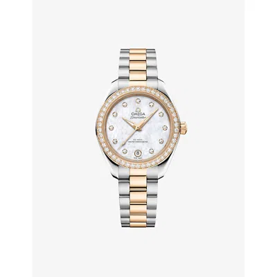 Omega Mother Of Pearl Seamaster Aqua Terra 150m Moonshine™ Yellow Gold On Stainless-steel And 0.91ct Diamo