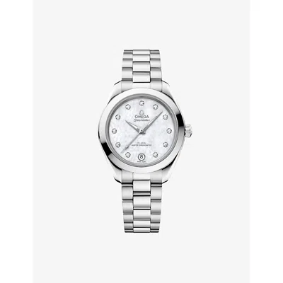 Omega Mother Of Pearl Seamaster Aqua Terra 150m Stainless-steel And 0.10ct Diamond Watch 30mm In Metallic