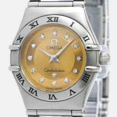 Pre-owned Omega Orange Stainless Steel Constellation Quartz Men's Wristwatch 22 Mm