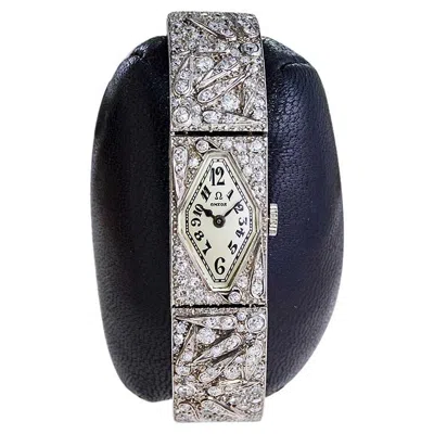 Pre-owned Omega Platinum Diamond Articulated Art Deco Dress Watch, Circa 1930s In Multi