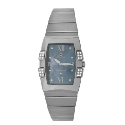 Omega Constellation Quadrella Quartz Diamond White Dial Ladies Watch 1586.72.00 In Metallic