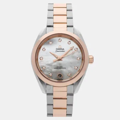 Pre-owned Omega Seamaster Aqua Terra 150m 220.20.34.20.55.001 Automatic 34 Mm In White