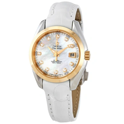 Omega Seamaster Aqua Terra Diamond White Mother Of Pearl Dial Ladies Watch 231.23.30.20.55 In Aqua / Gold / Gold Tone / Mother Of Pearl / White / Yellow
