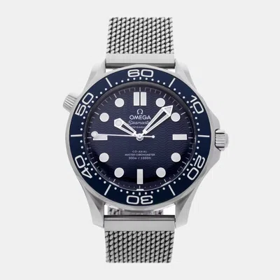 Pre-owned Omega Seamaster Diver 300m James Bond 60th Anniversary Edition 210.30.42.20.03.002 42 Mm In Blue