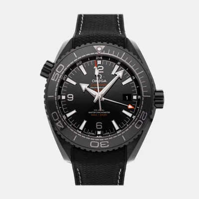 Pre-owned Omega Seamaster Planet Ocean 600m Gmt "deep Black" 215.92.46.22.01.001 45 Mm