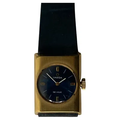 Pre-owned Omega Rare Vintage 1960's  De Ville Swiss Made 18k Gold Plated Ladies Watch In Black