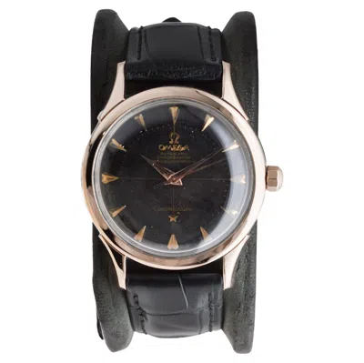 Pre-owned Omega Rose Gold And Steel Constellation With Original Black Dial From 1950's In Red