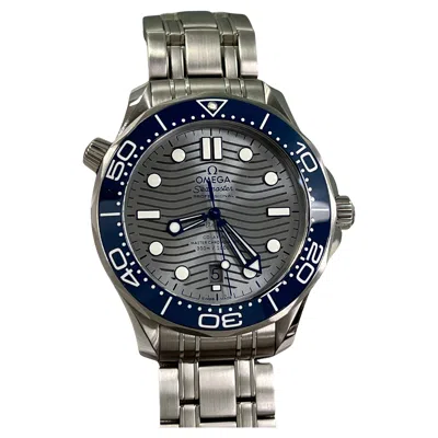 Pre-owned Omega Seamaster 210.30.42.20.06.001 Ceramic Blue Bezel Grey Dial Steel Box Paper In Gray
