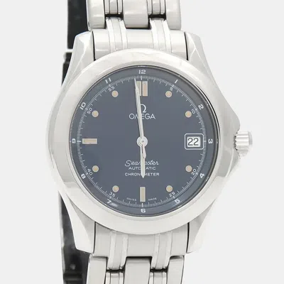 Pre-owned Omega Seamaster 2511.80 Blue Stainless Steel Men Wristwatch 36 Mm