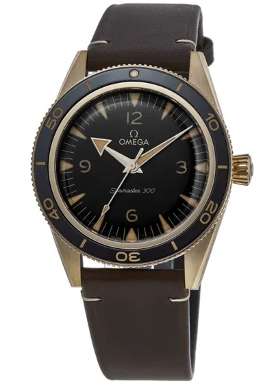 Omega Seamaster 300 Bronze Gold Leather Strap Men's Watch 234.92.41.21.10.001 In Brown