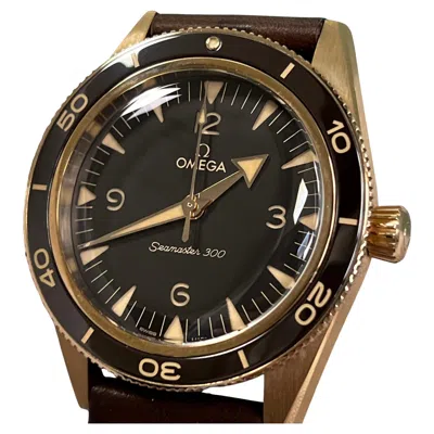 Pre-owned Omega Seamaster 300 Co-axial 234.92.41.21.10.001 Bronze Gold Leather Box Paper In Multi