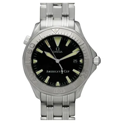 Pre-owned Omega Seamaster 300m Mens America's Cup Ss & 18k White Gold Watch - Mint