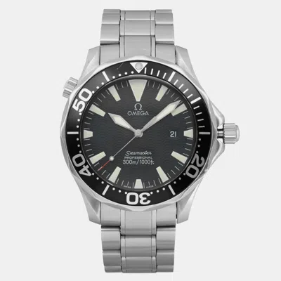 Pre-owned Omega Seamaster 41mm Stainless Steel Black Dial Quartz Mens Wristwatch