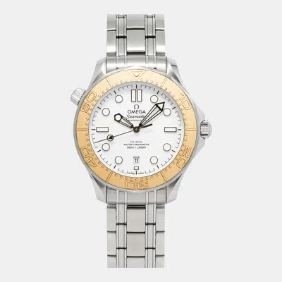 Pre-owned Omega Seamaster 522.21.42.20.04.001 Automatic White 18k Yellow Gold Stainless Steel Men's Wristwatch 43 Mm