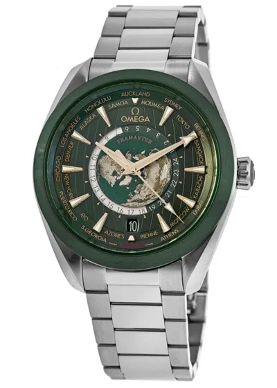 Omega Seamaster Aqua Terra 150m Gmt Worldtimer Automatic Green Dial Steel Men's Watch 220.30.43.22.10.001